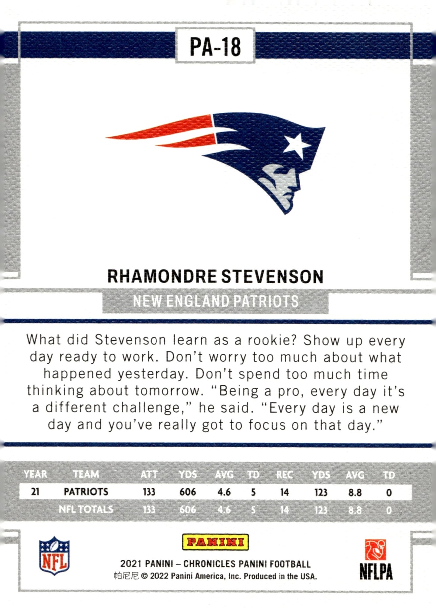 Rhamondre Stevenson 2021 Panini Chronicles Panini Pink RC #PA - 18 - Collector Store LLC