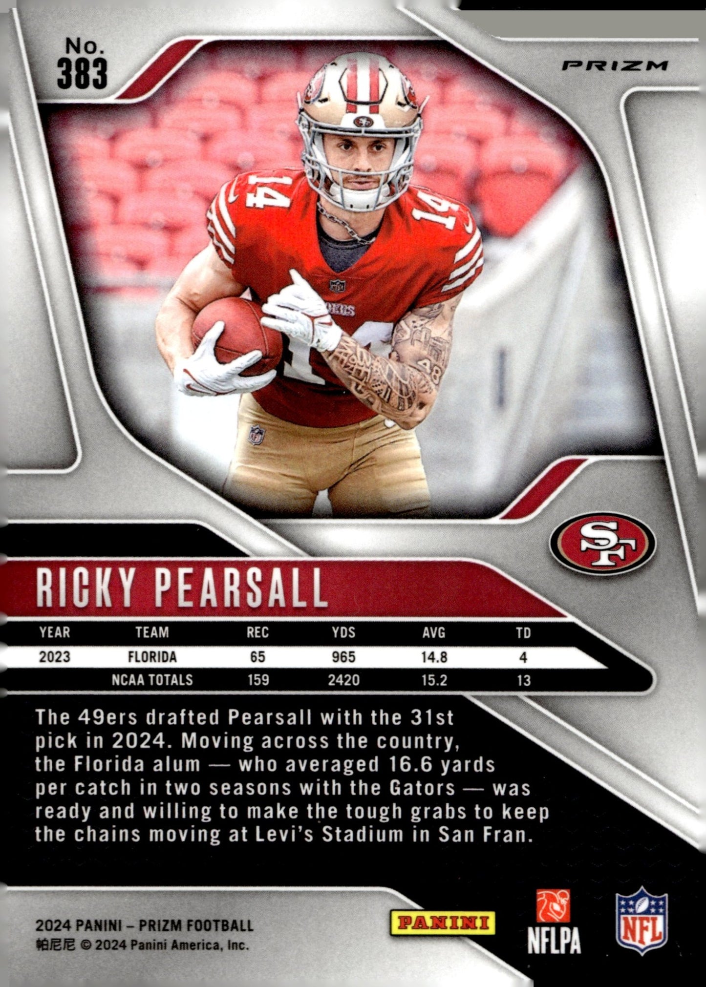 Ricky Pearsall 2024 Panini Prizm Orange Lazer Prizm RC #383 #2 - Collector Store LLC