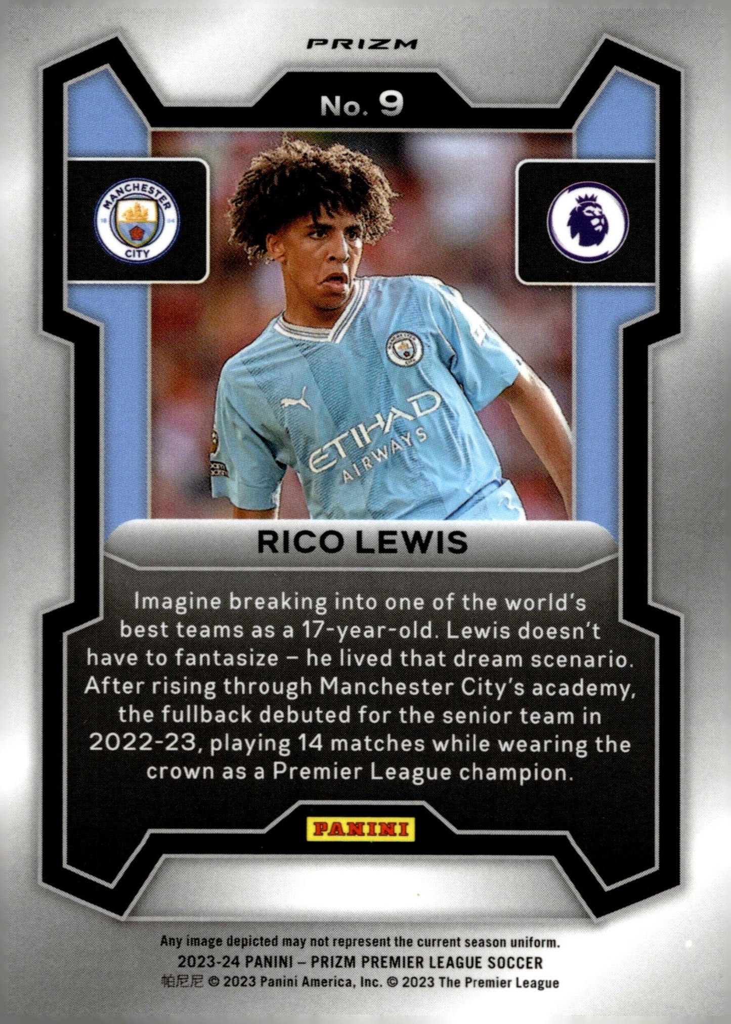 Rico Lewis 2023 - 24 Panini Prizm Premier League Purple Prizm #9 - Collector Store LLC