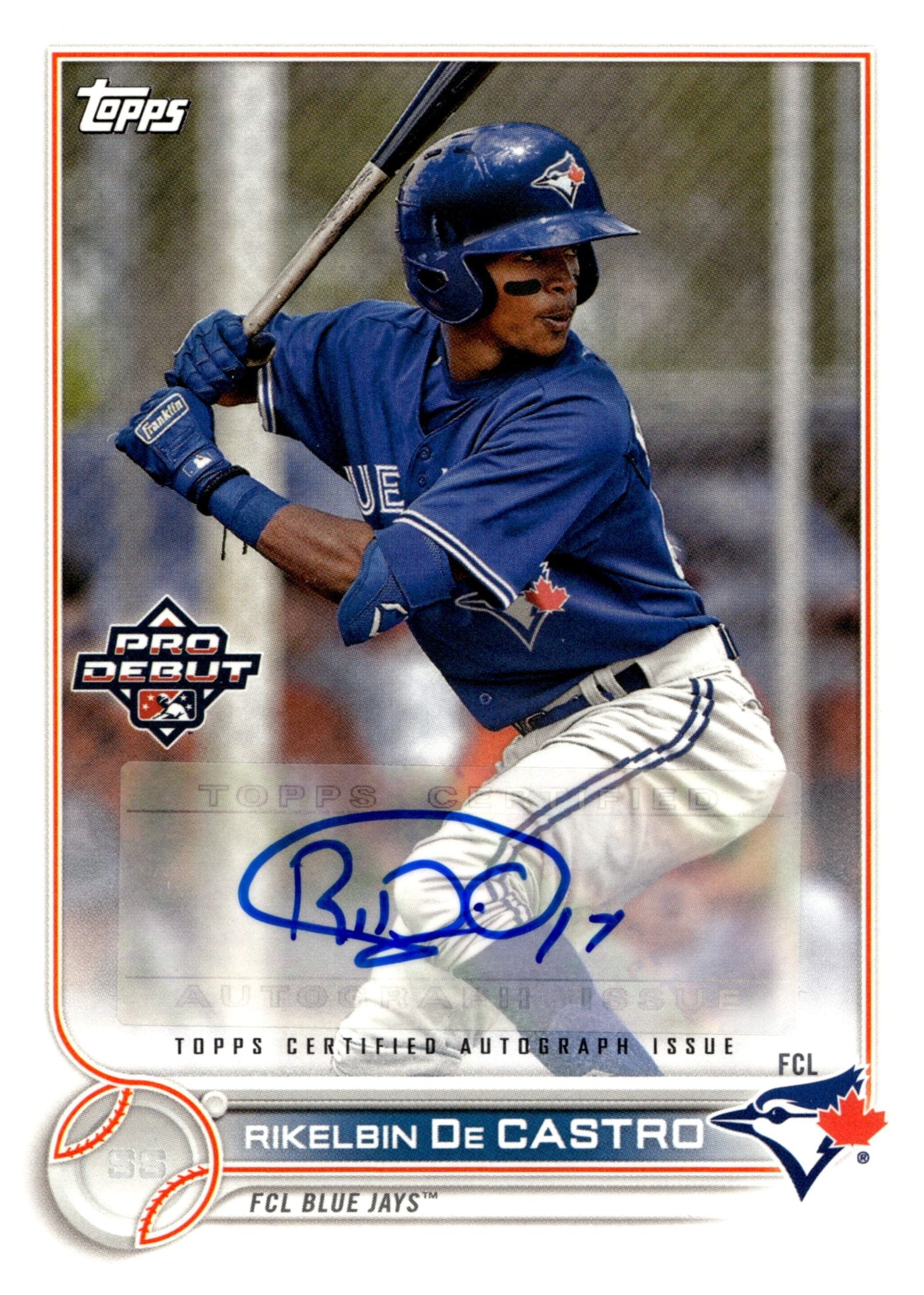 Rikelbin De Castro 2022 Topps Pro Debut Auto #PD - 53 - Collector Store LLC