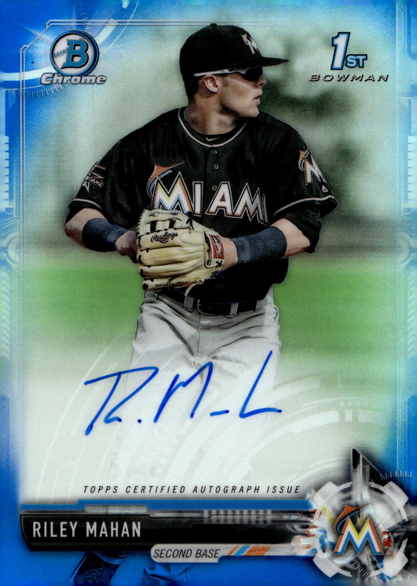 Riley Mahan 2017 Bowman Chrome Blue Refractor Auto 110/150 #CDA - RM - Collector Store LLC