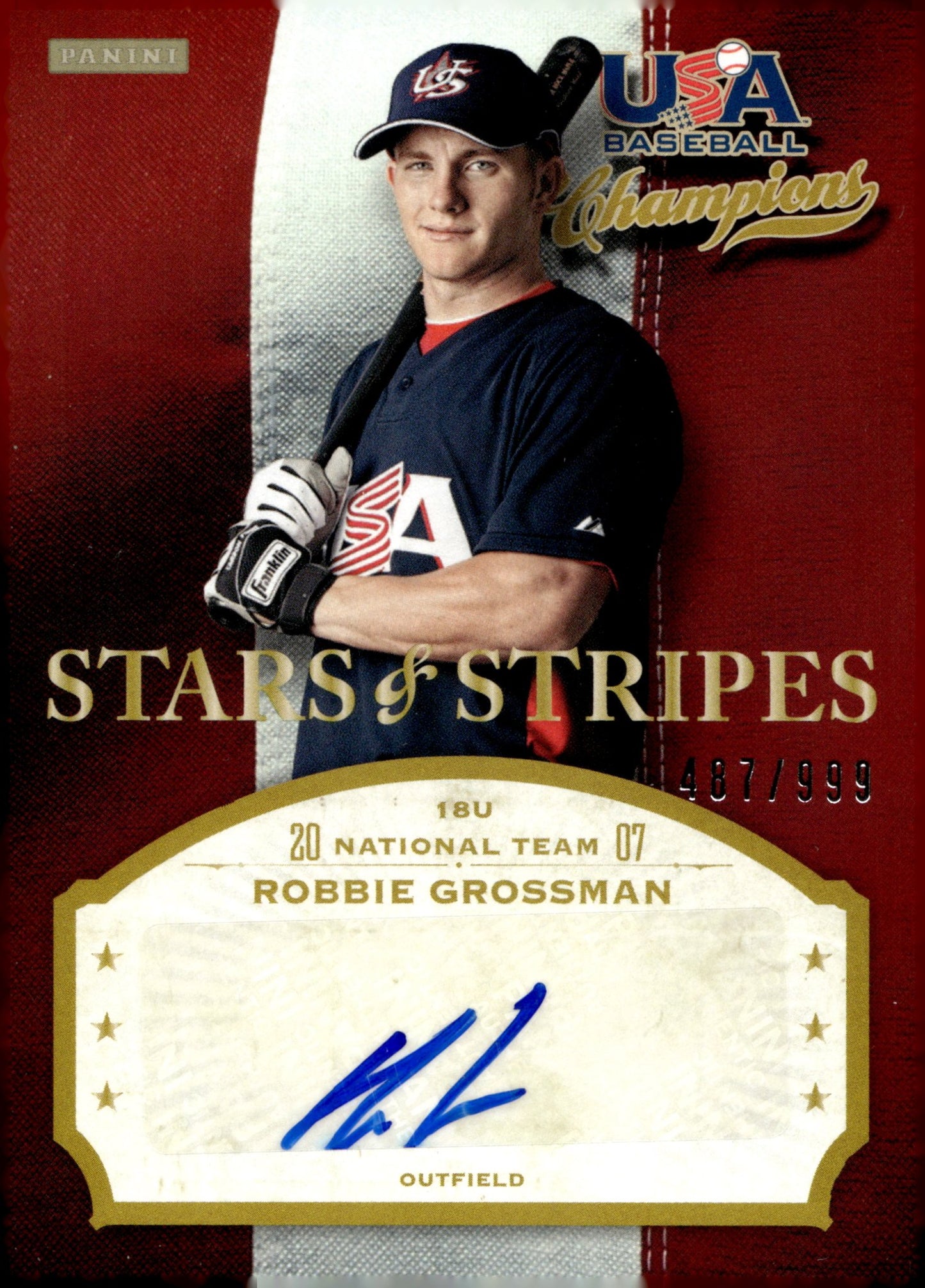 Robbie Grossman 2013 Panini USE Baseball Champions Stars & Stripes Auto 487/999 - Collector Store LLC