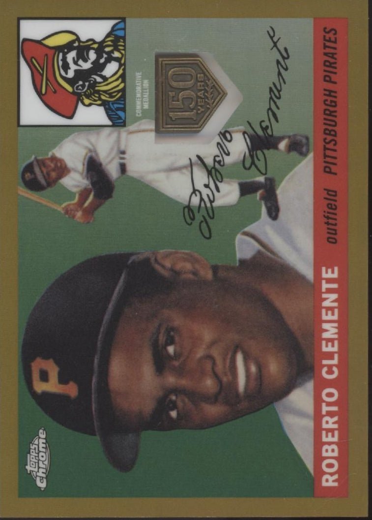 Roberto Clemente 2019 Topps Chrome Greatest Cards Reprint Medallion Card 22/50 - Collector Store LLC