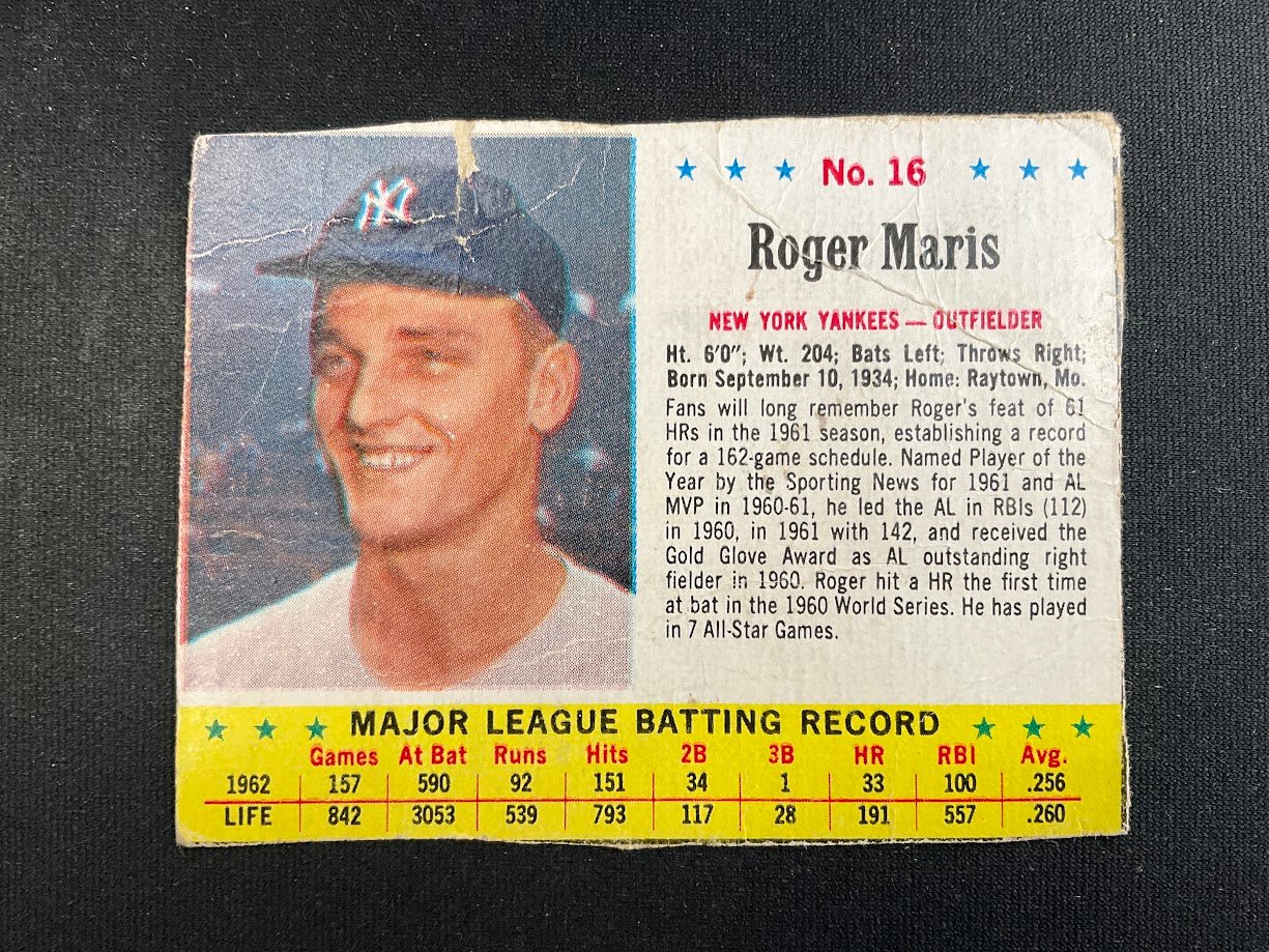 Roger Maris 1963 Post #16 New York Yankees PR - Collector Store LLC