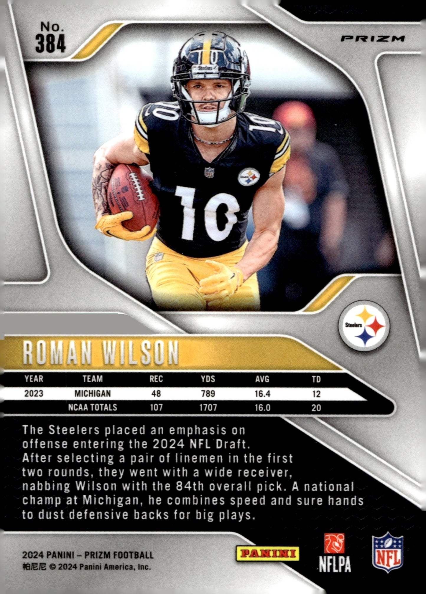 Roman Wilson 2024 Panini Prizm Silver Prizm RC #384 - Collector Store LLC