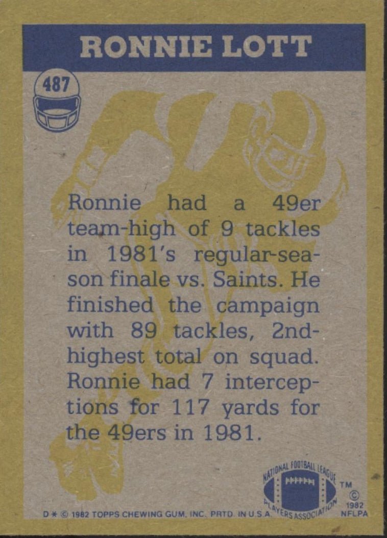 Ronnie Lott 1982 Topps In Action #487 San Francisco 49ers #4 - Collector Store LLC