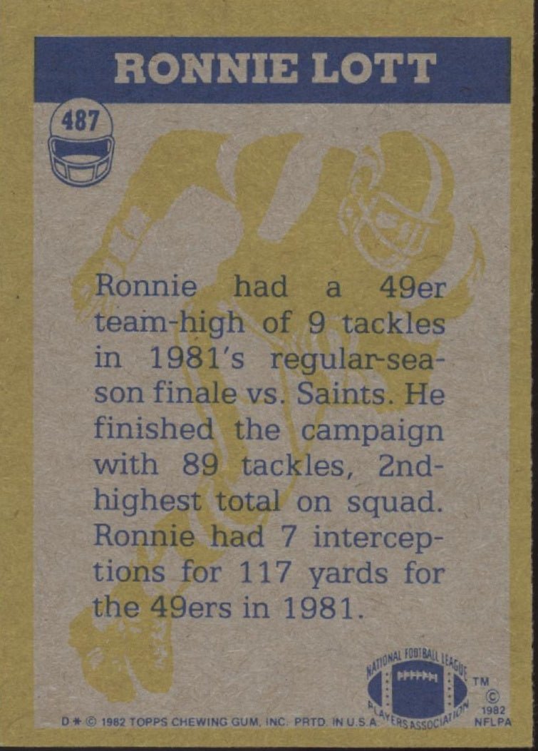 Ronnie Lott 1982 Topps In Action #487 San Francisco 49ers #5 - Collector Store LLC
