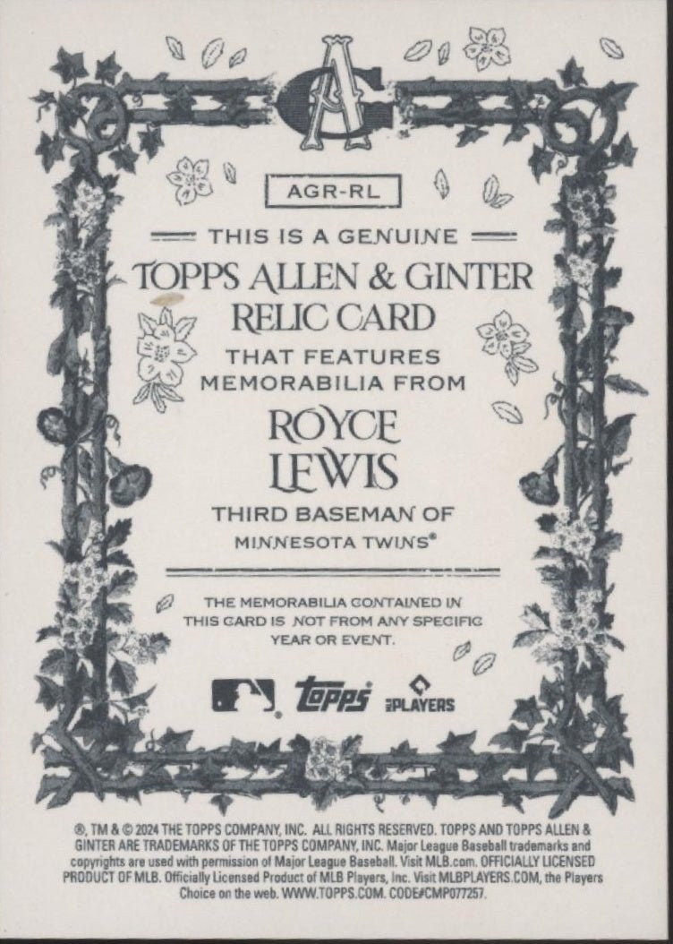 Royce Lewis 2024 Topps Allen & Ginter Relic #AGR - RL - Collector Store LLC