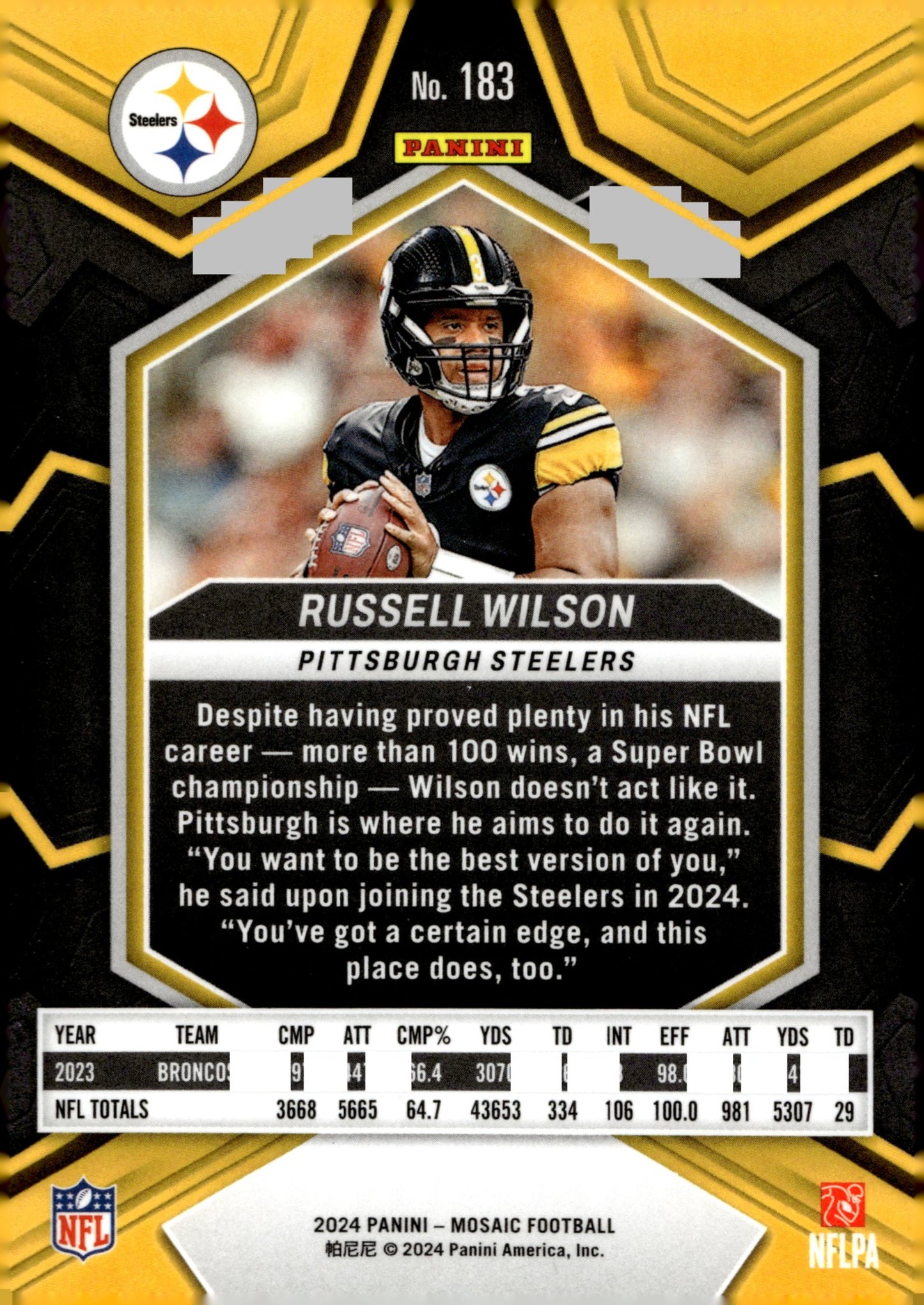 Russell Wilson 2024 Panini Mosaic #183 - Collector Store LLC
