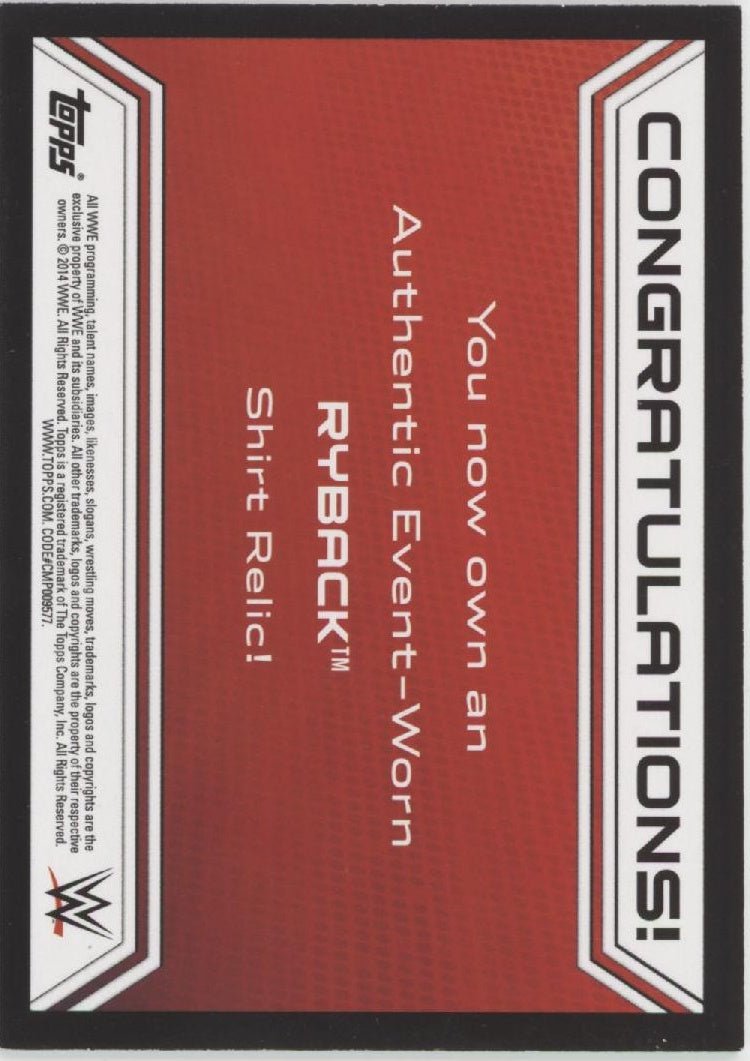 Ryback 2014 Topps WWE Shirt Swatch Card #1 - Collector Store LLC