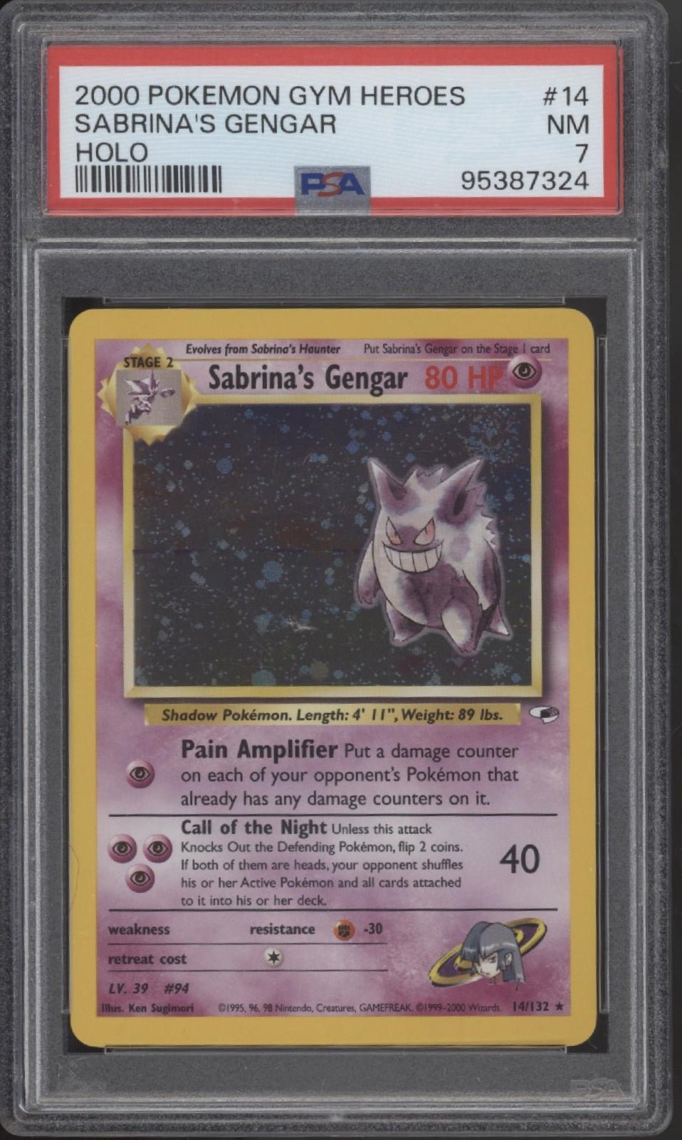 Sabrina's Gengar Pokemon Gym Heroes Holo #14 PSA 7 - Collector Store LLC