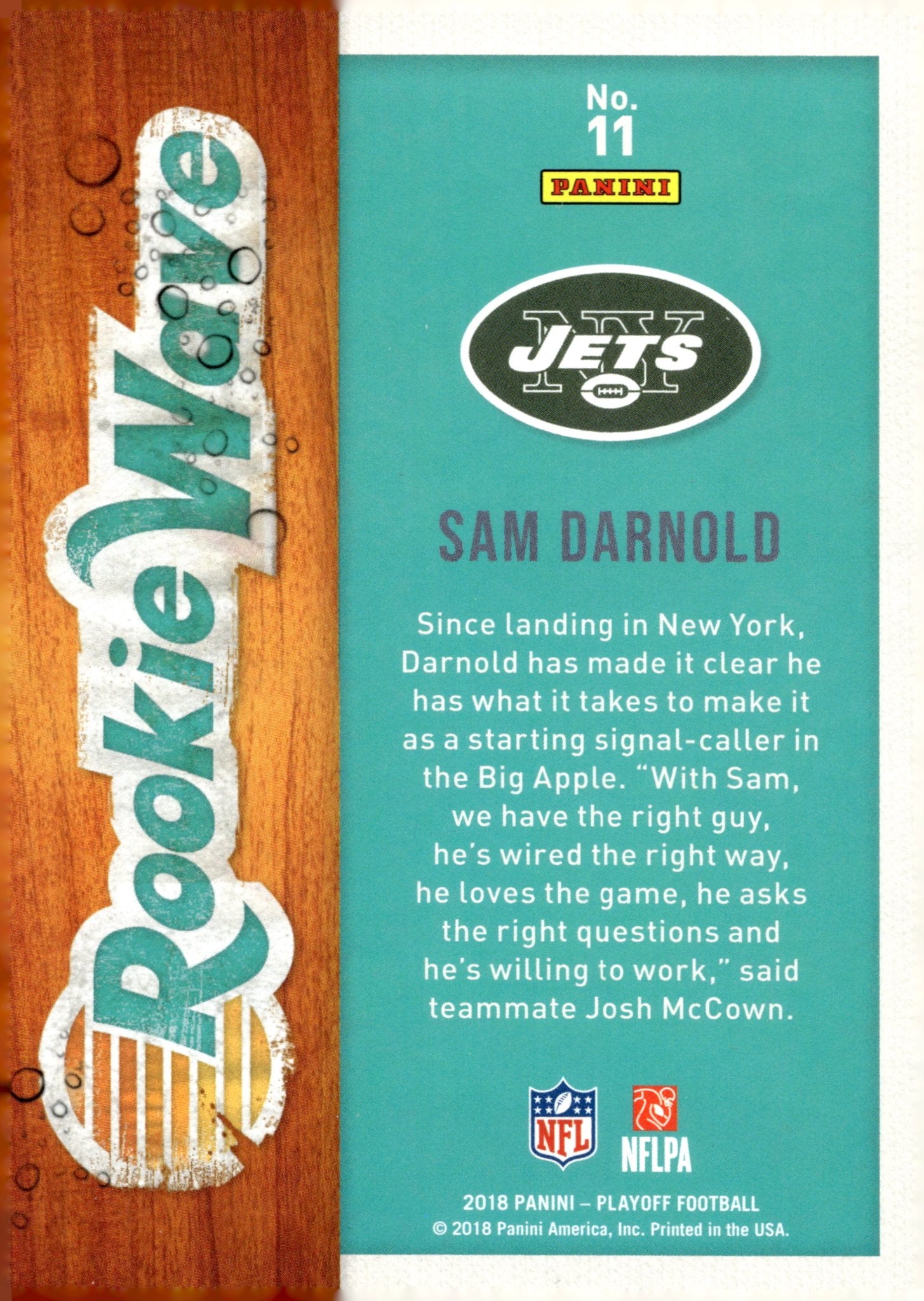 Sam Darnold 2018 Panini Playoff Rookie Wave RC #11 - Collector Store LLC