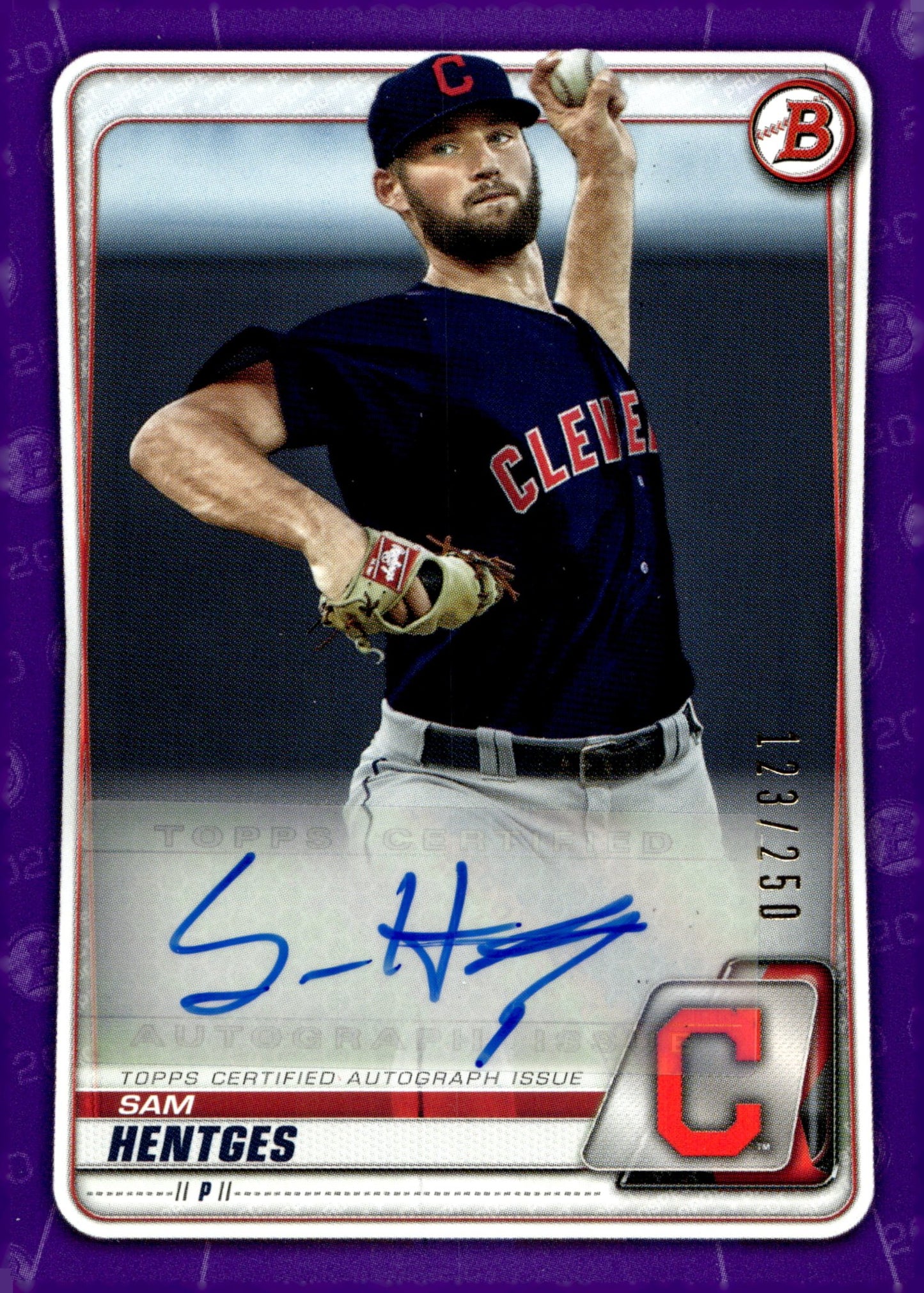 Sam Hentges 2020 Bowman Purple Auto 123/250 #PA - SHE - Collector Store LLC