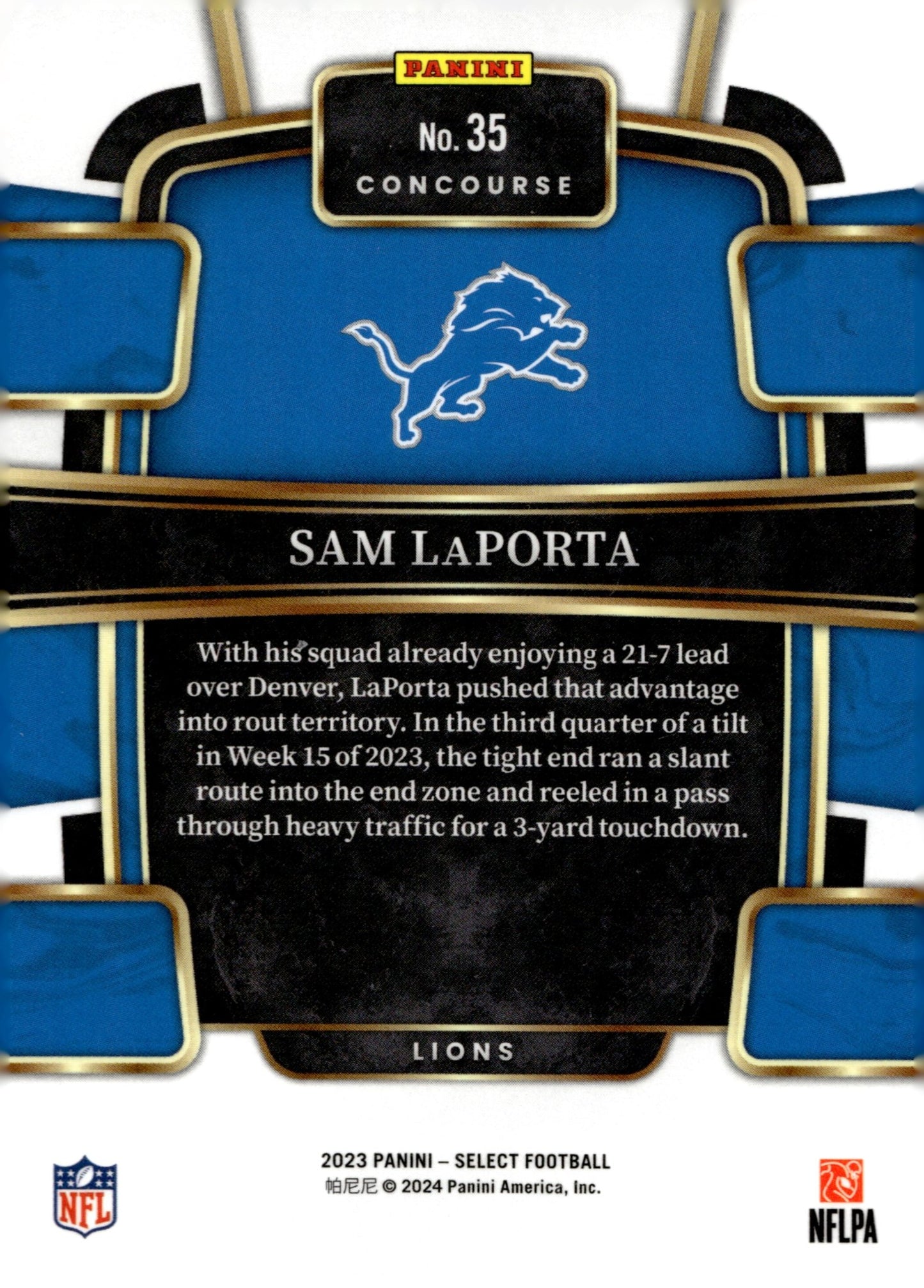 Sam LaPorta 2023 Panini Select RC #35 - Collector Store LLC