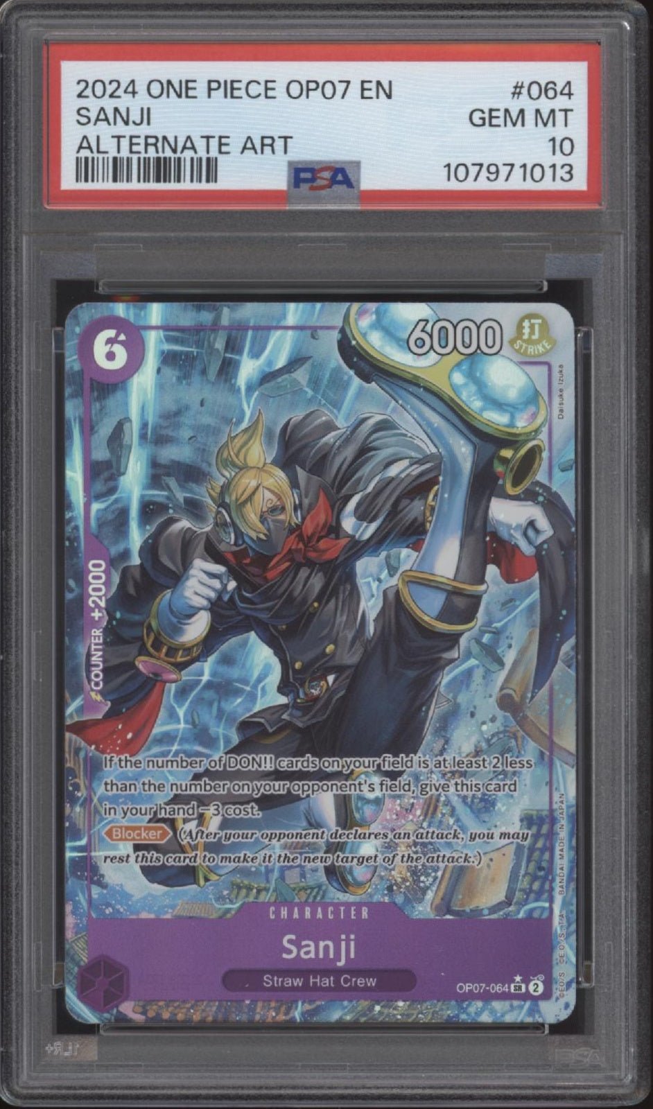 Sanji One Piece Card Game 500 Years in the Future Alternate Art 064 PSA 10 - Collector Store LLC