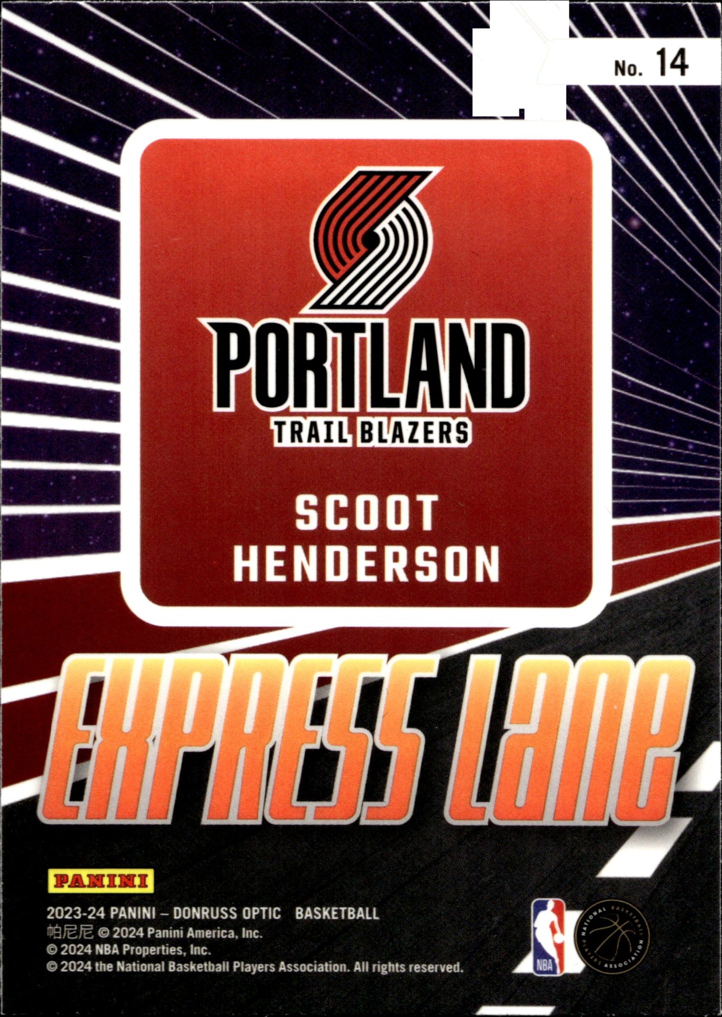 Scoot Henderson 2023 - 24 Panini Donruss Optic Express Lane RC #14 - Collector Store LLC