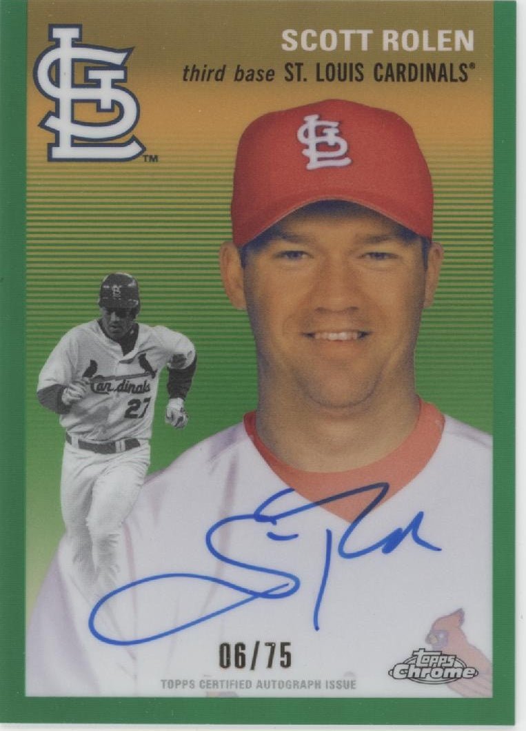 Scott Rolen 2023 Topps Chrome Platinum Green Refractor Auto 06/75 CPA - SR - Collector Store LLC