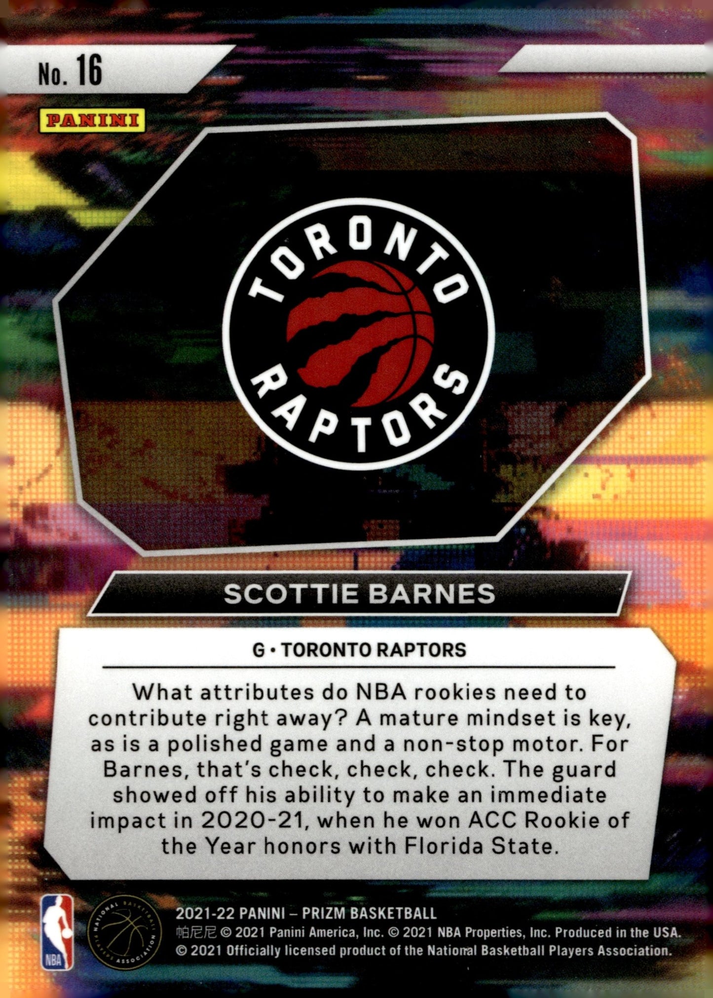 Scottie Barnes 2021 - 22 Panini Prizm Instant Impact RC #16 - Collector Store LLC