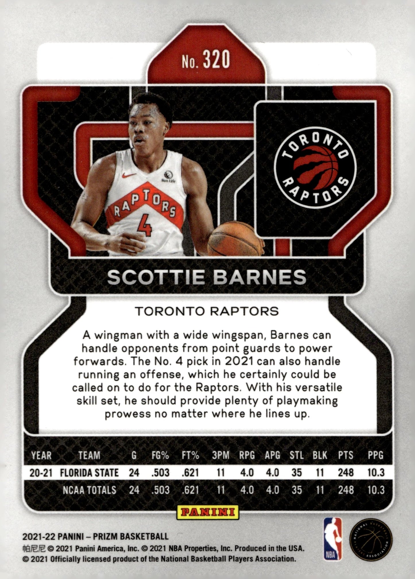 Scottie Barnes 2021 - 22 Panini Prizm RC #230 #1 - Collector Store LLC