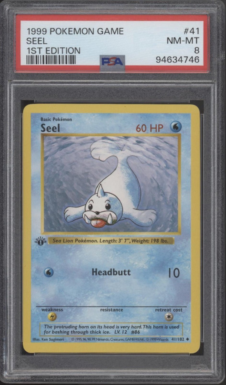 Seel Pokemon Base Set 1st Edition #41 PSA 8 - Collector Store LLC