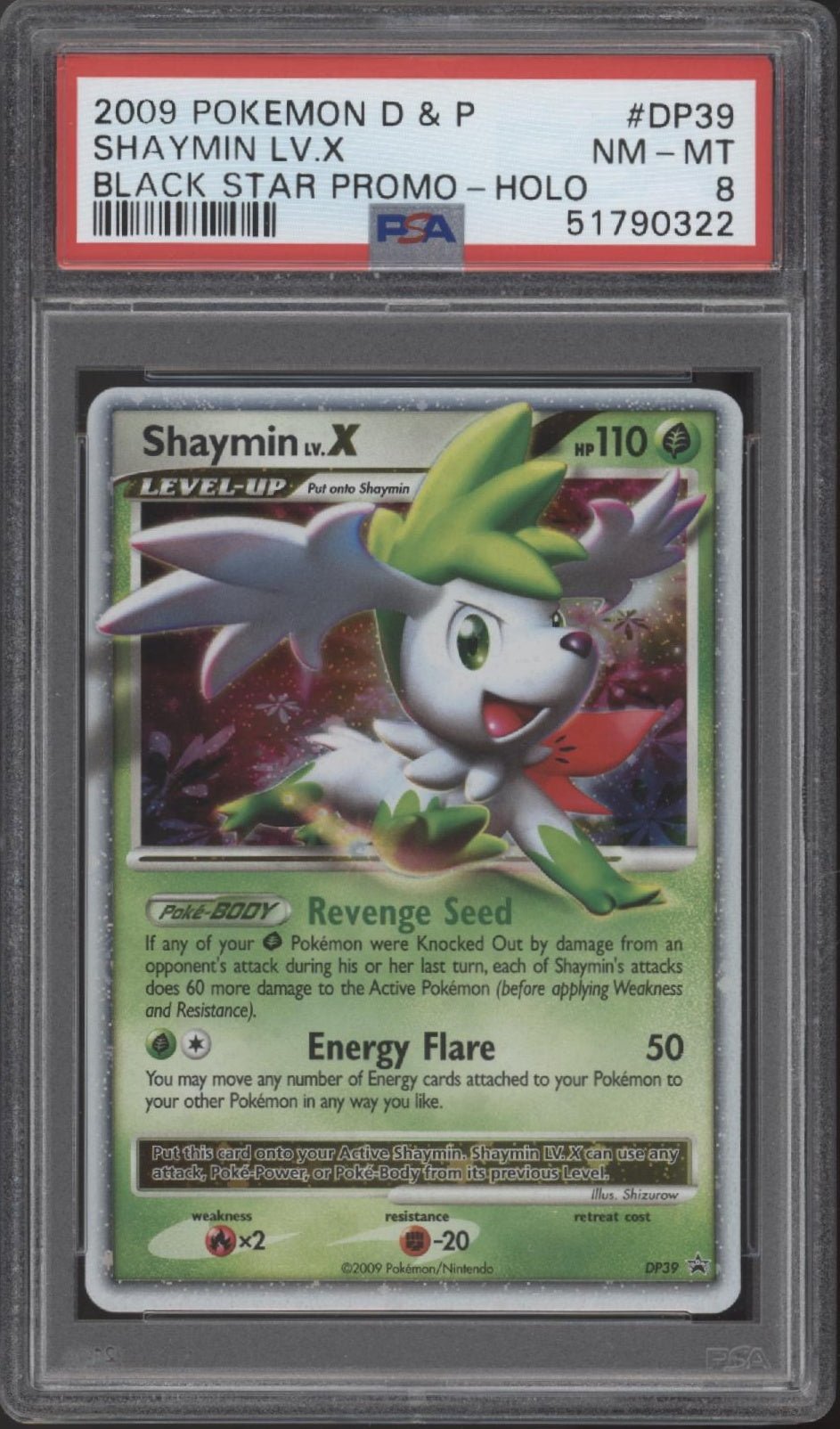 Shaymin LV. X Pokemon Diamond & Pearl Black Star Promo Holo #DP39 PSA 8 - Collector Store LLC
