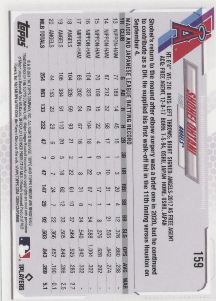 Shohei Ohtani 2021 Topps Chrome Ben Baller Edition 159 - Collector Store LLC