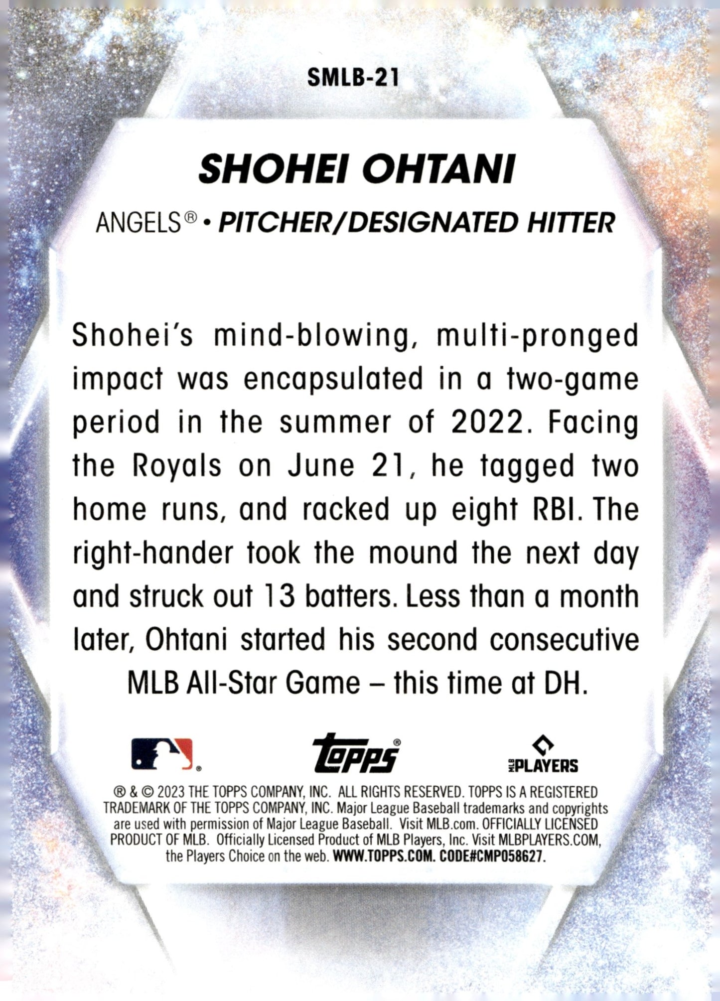 Shohei Ohtani 2023 Topps Series 1 Stars of MLB Foil #SMLB - 21 - Collector Store LLC