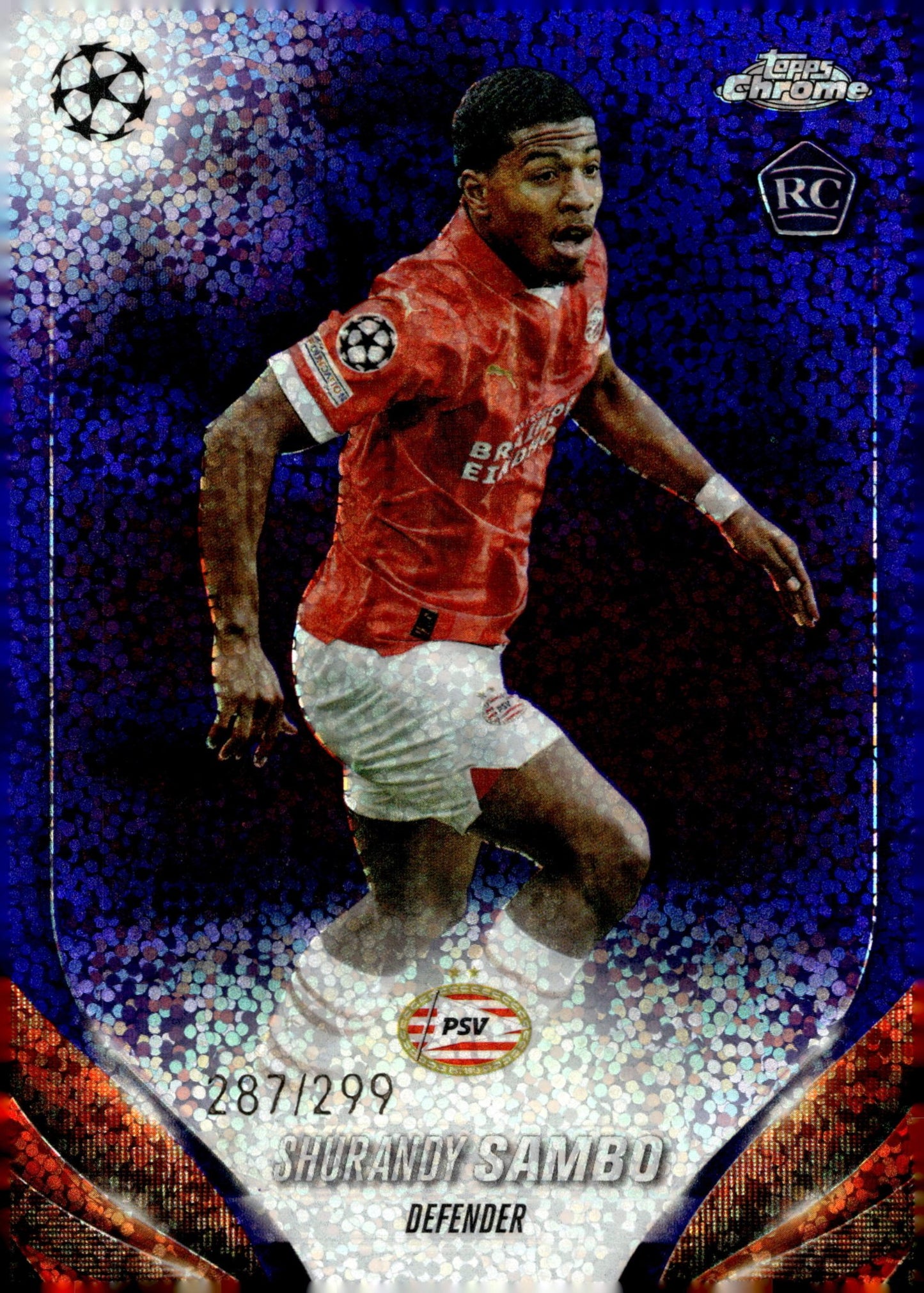 Shurandy Sambo 2023 - 24 Topps Chrome UCL Purple Speckle Refractor RC 287/299 - Collector Store LLC