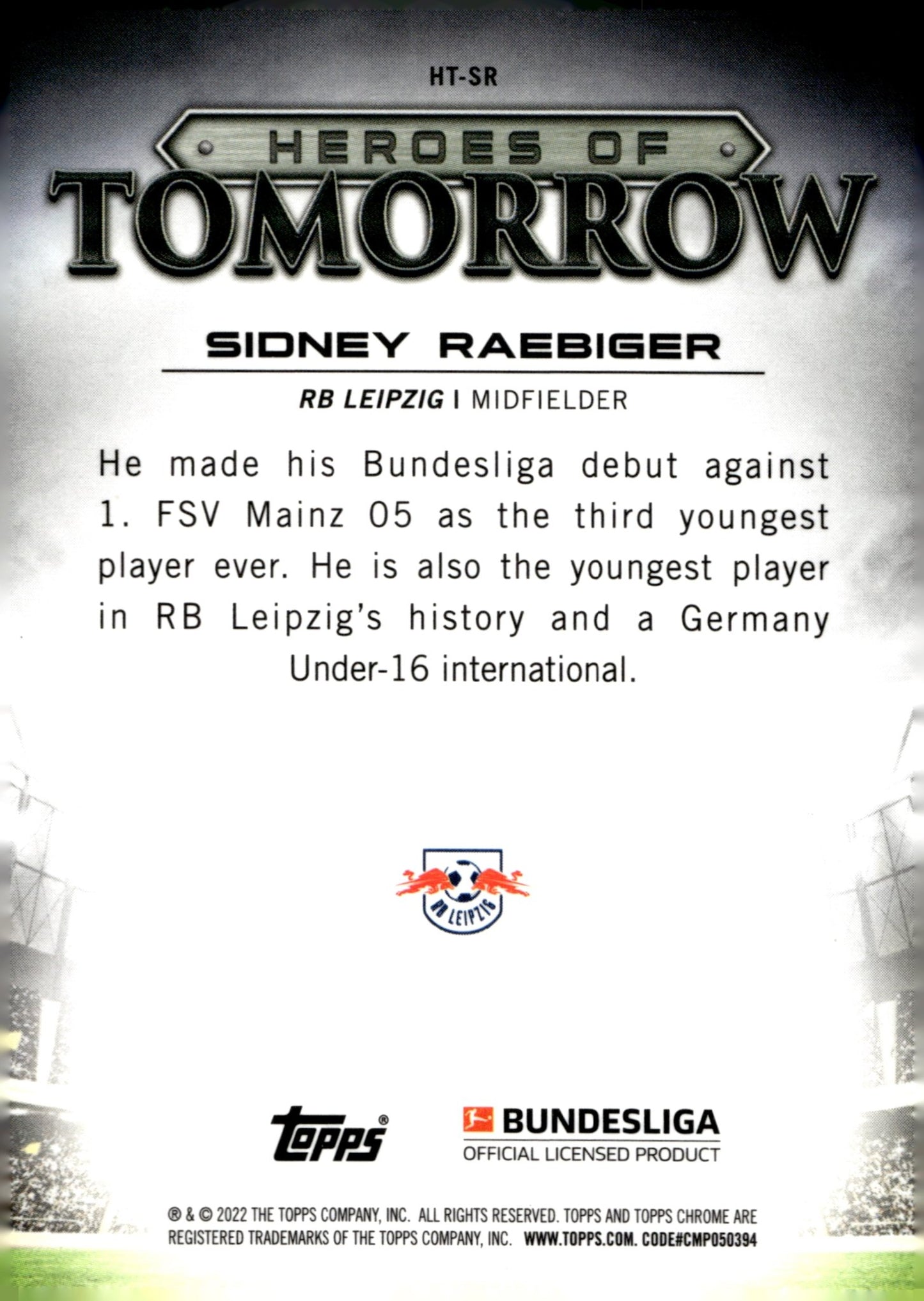 Sidney Raebiger 2021 - 22 Topps Chrome Bundesliga Heroes of Tomorrow RC #HT - ST - Collector Store LLC
