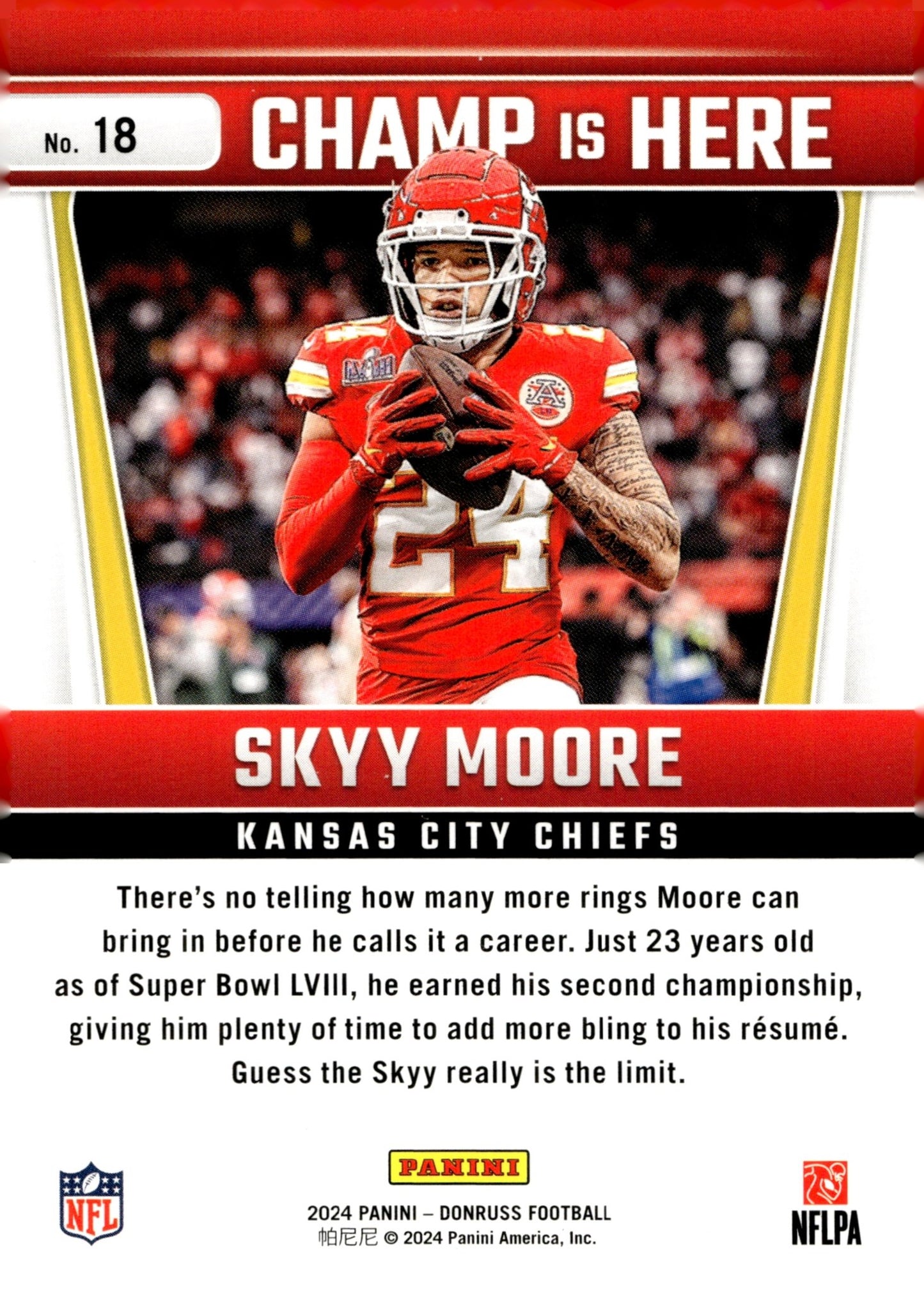 Skyy Moore 2024 Panini Donruss Champ is Here #18 - Collector Store LLC