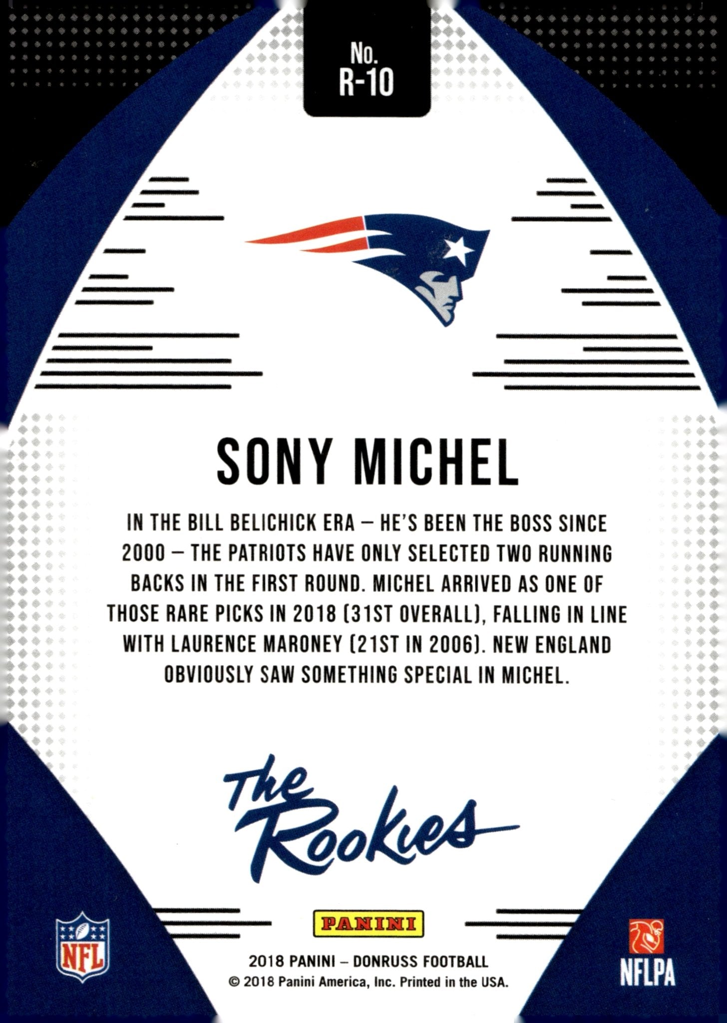 Sony Michel 2018 Panini Donruss The Rookie RC #R - 10 - Collector Store LLC