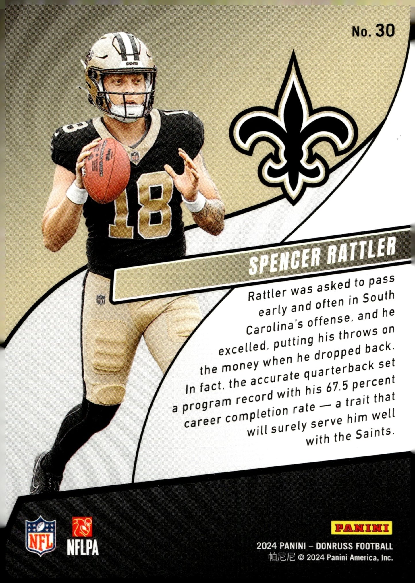 Spencer Rattler 2024 Panini Donruss Rookie Revolution RC #30 - Collector Store LLC