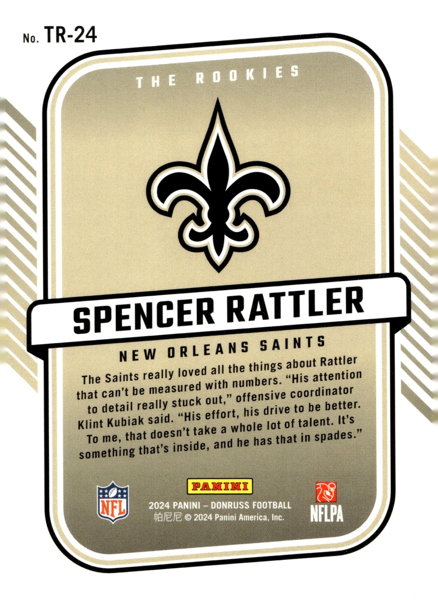 Spencer Rattler 2024 Panini Donruss The Rookies RC #TR - 24 - Collector Store LLC