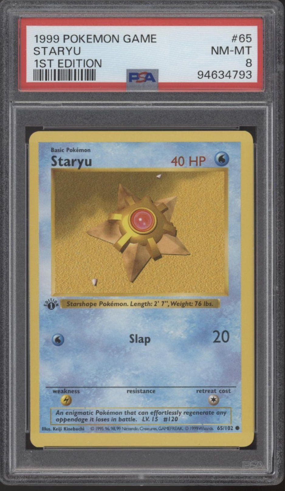 Staryu Pokemon Base Set 1st Edition #65 PSA 8 Staryu Pokemon Base Set 1st Edition #65 PSA 8