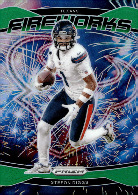 Stefon Diggs 2024 Panini Prizm Fireworks Green Prizm #9 - Collector Store LLC
