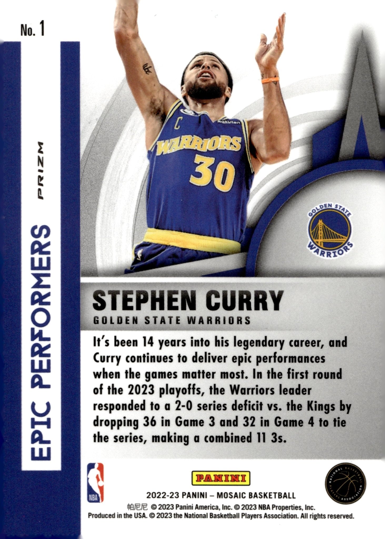 Stephen Curry 2023 - 24 Panini Mosaic Epic Performers Prizm #1 - Collector Store LLC