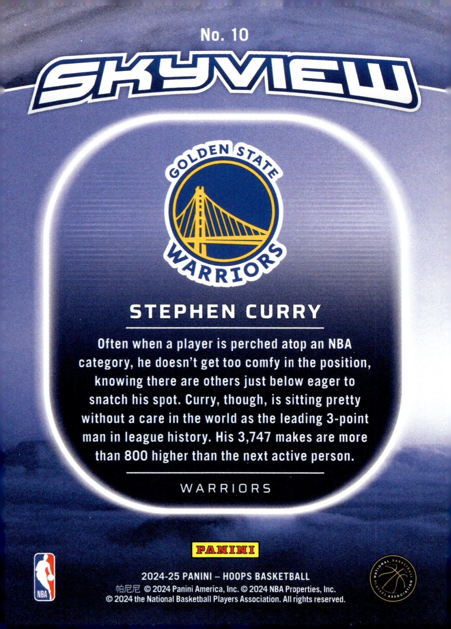 Stephen Curry 2024 - 25 Panini Hoops Skyview #10 - Collector Store LLC