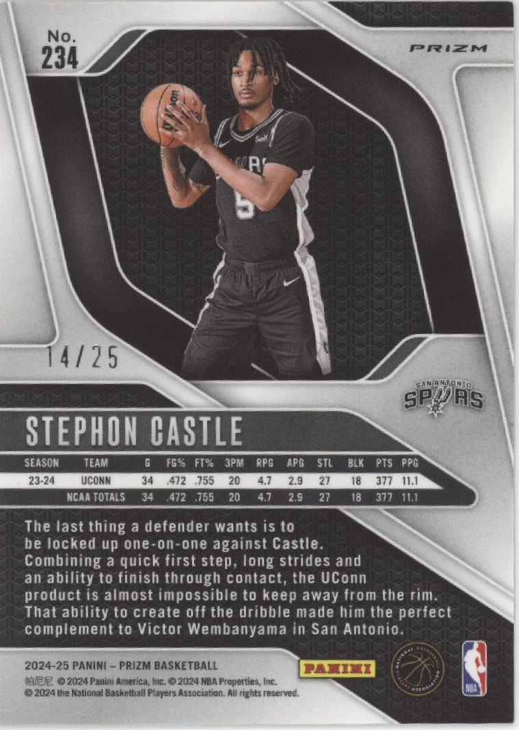 Stephon Castle 2024 - 25 Panini Prizm Green Pulsar Prizm RC 14/25 #234 - Collector Store LLC