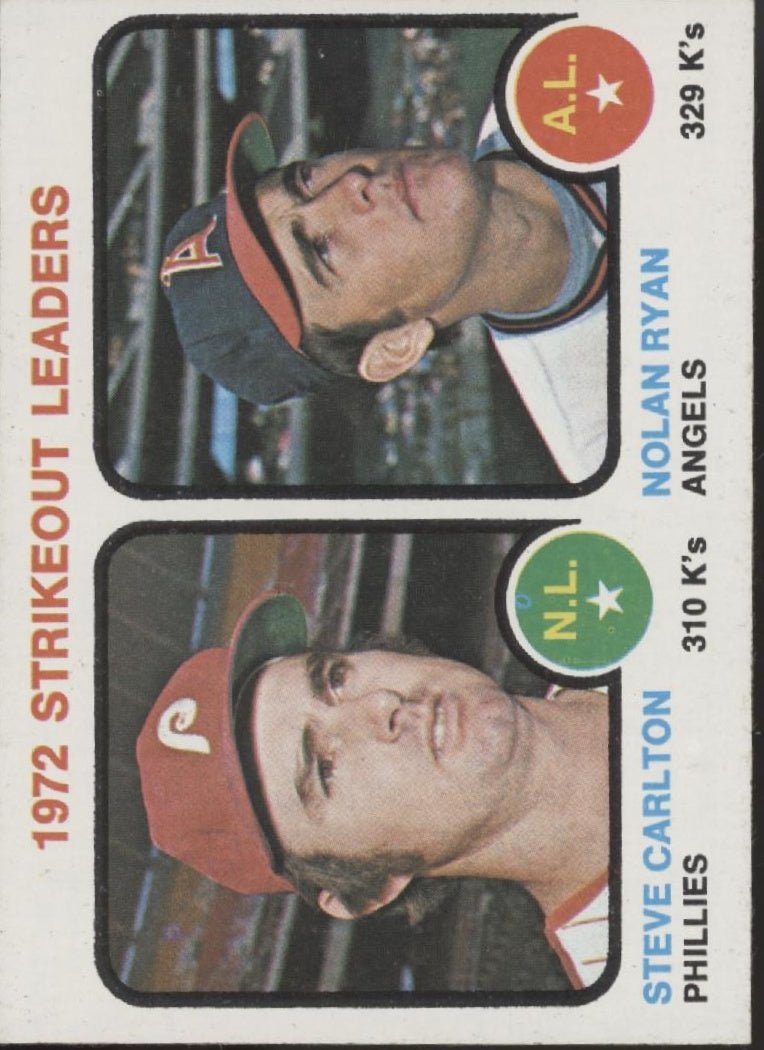 Steve Carlton / Nolan Ryan 1973 Topps Strikeout Leaders #67 EX - Collector Store LLC