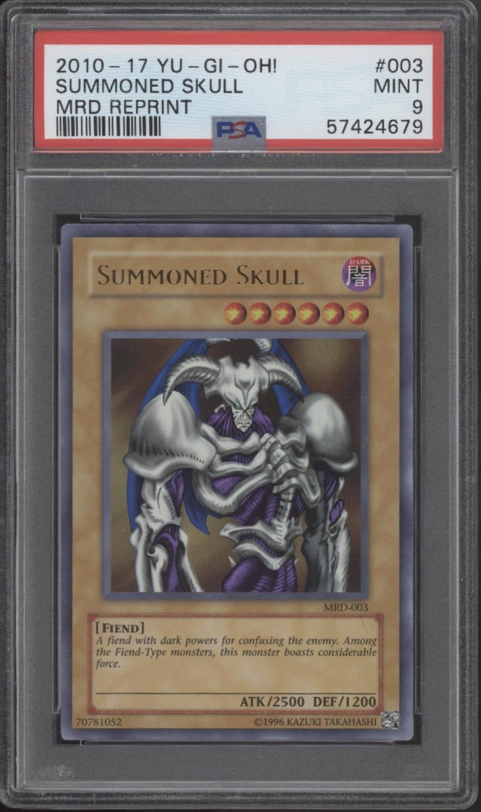 Summoned Skull Yu - Gi - Oh! Metal Raiders Reprint 003 PSA 9 - Collector Store LLC