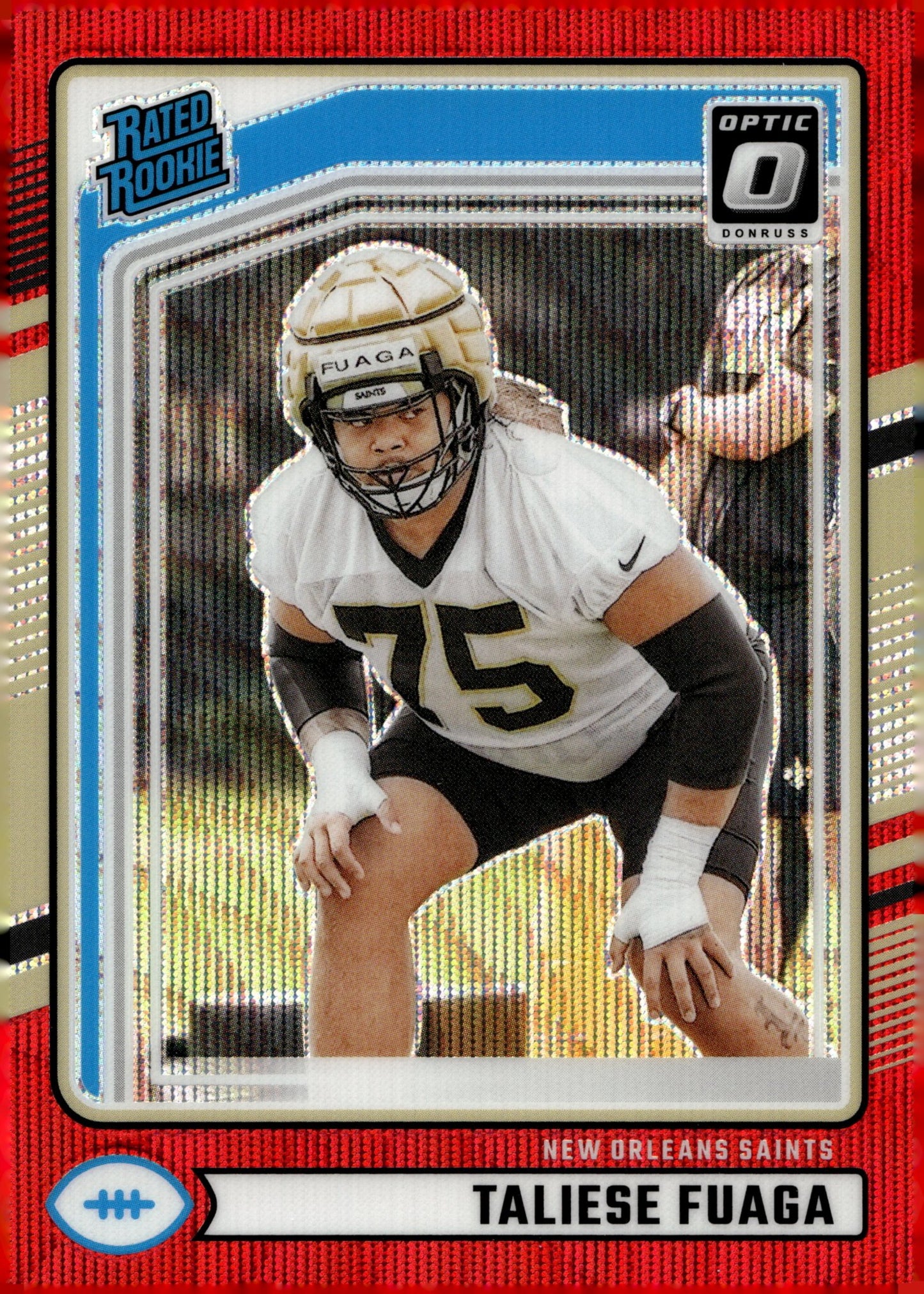 Taliese Fuaga 2024 Panini Donruss Rated Rookie Red Wave Prizm RC #310 - Collector Store LLC