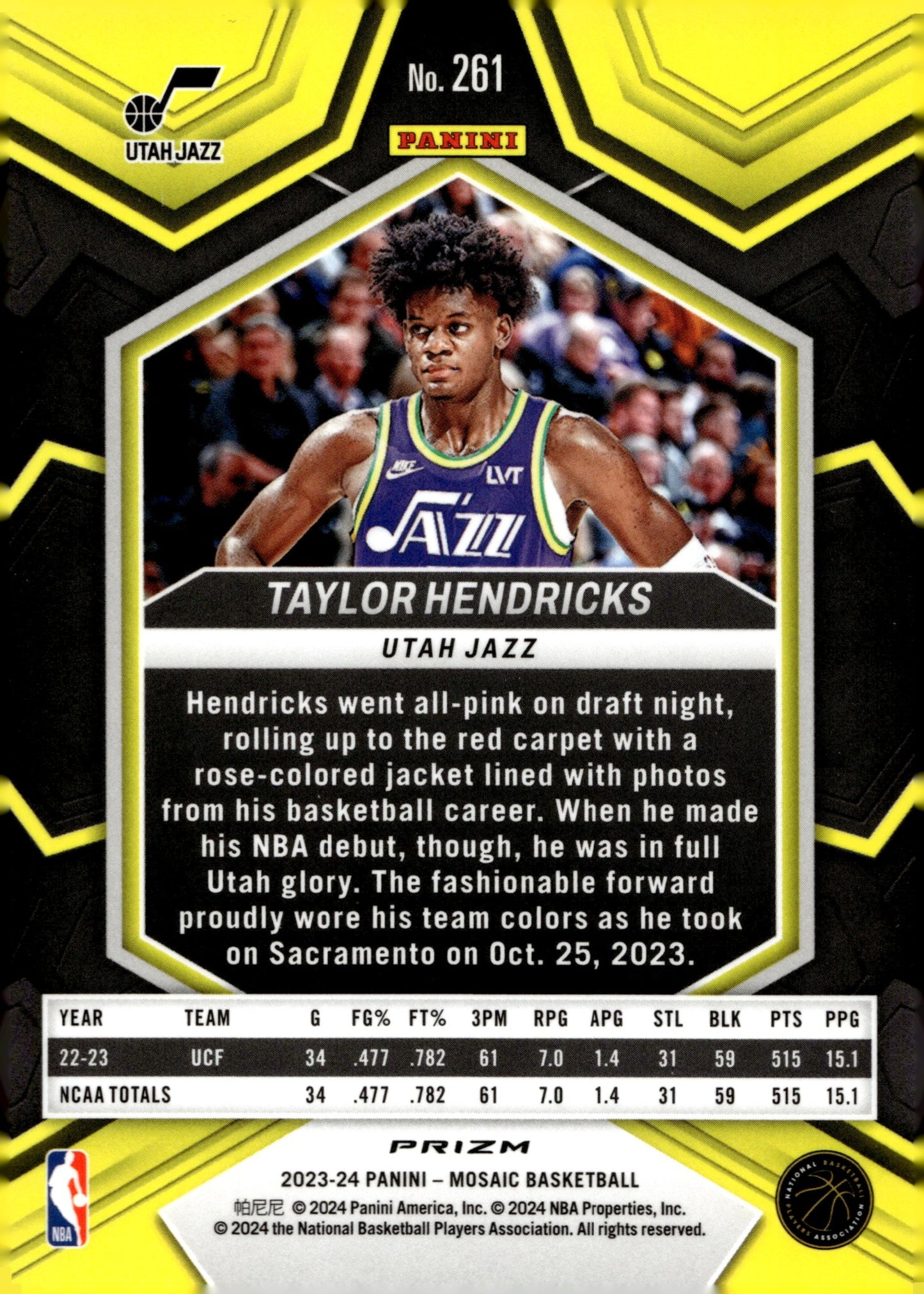 Taylor Hendricks 2023 - 24 Panini Mosaic NBA Debut Prizm RC #261 - Collector Store LLC