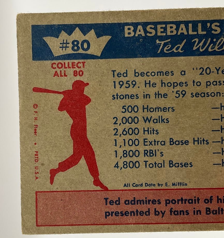 Ted's Goals for 1959 Fleer Ted Williams 80 Boston Red Sox VG - Collector Store LLC
