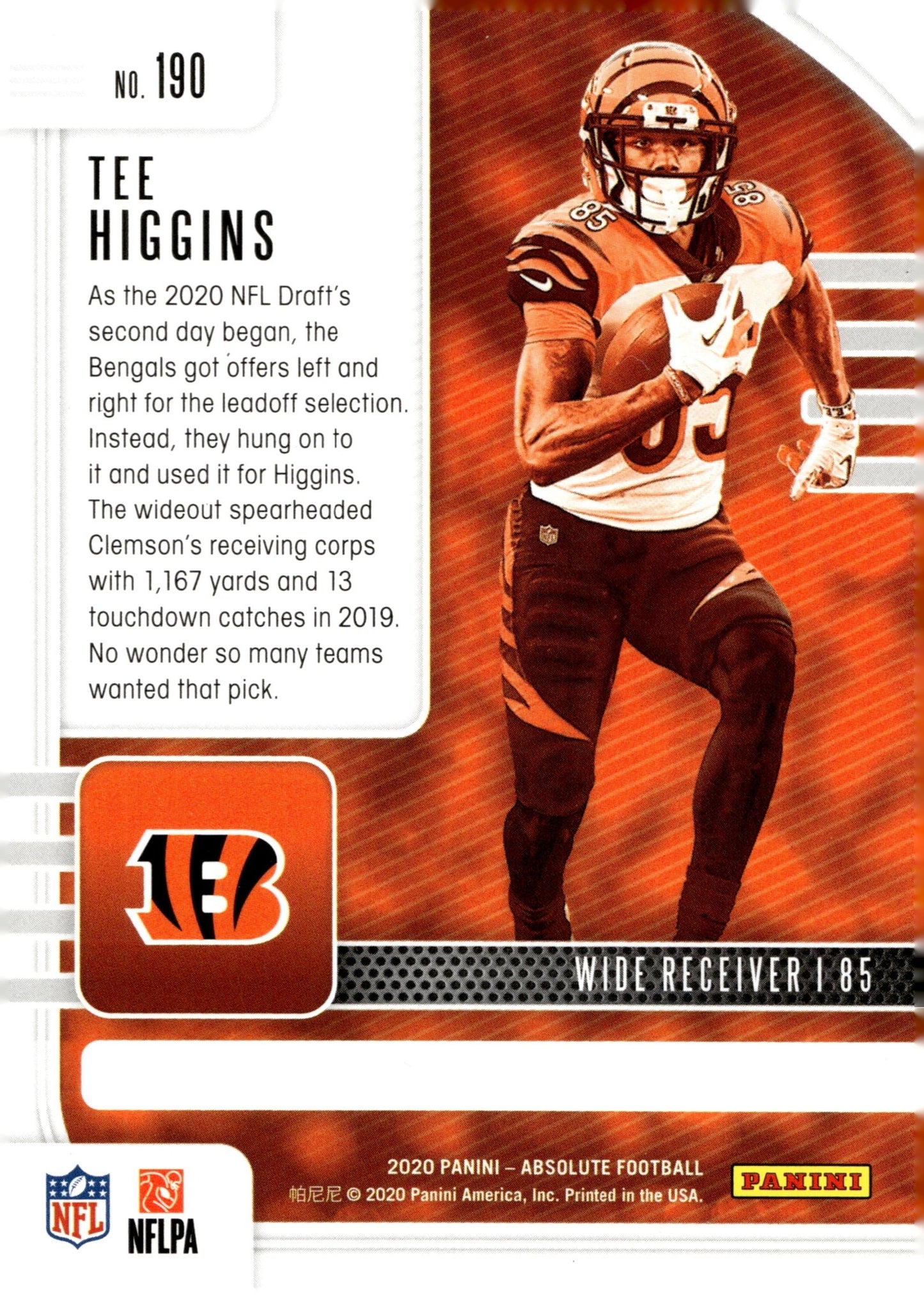 Tee Higgins 2020 Panini Absolute RC #190 - Collector Store LLC