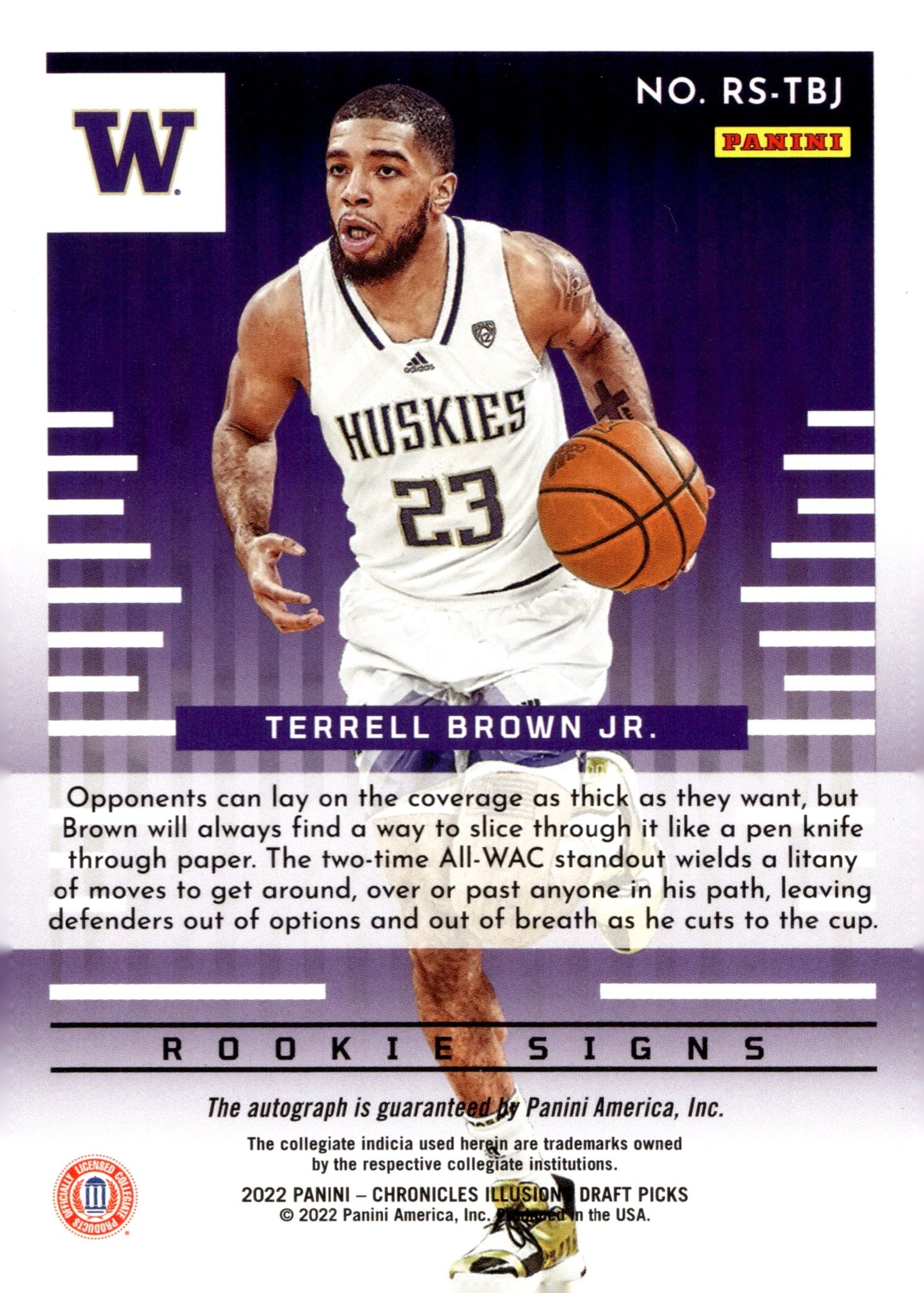 Terrell Brown Jr. 2022 Panini Chronicles Illusions Draft Picks RC Auto #RS - TBJ - Collector Store LLC