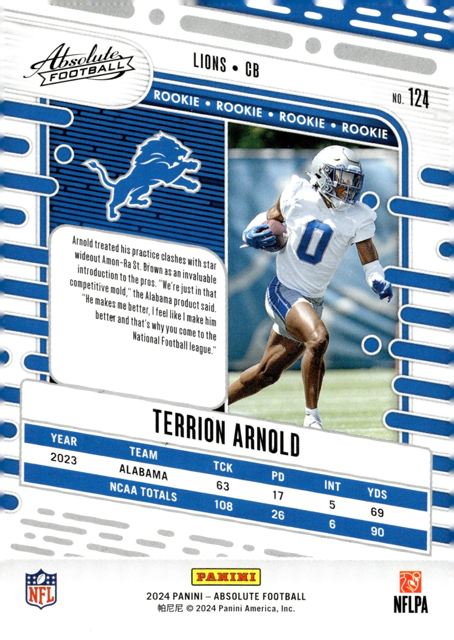 Terrion Arnold 2024 Panini Absolute Orange Mosaic RC 055/299 #124 - Collector Store LLC