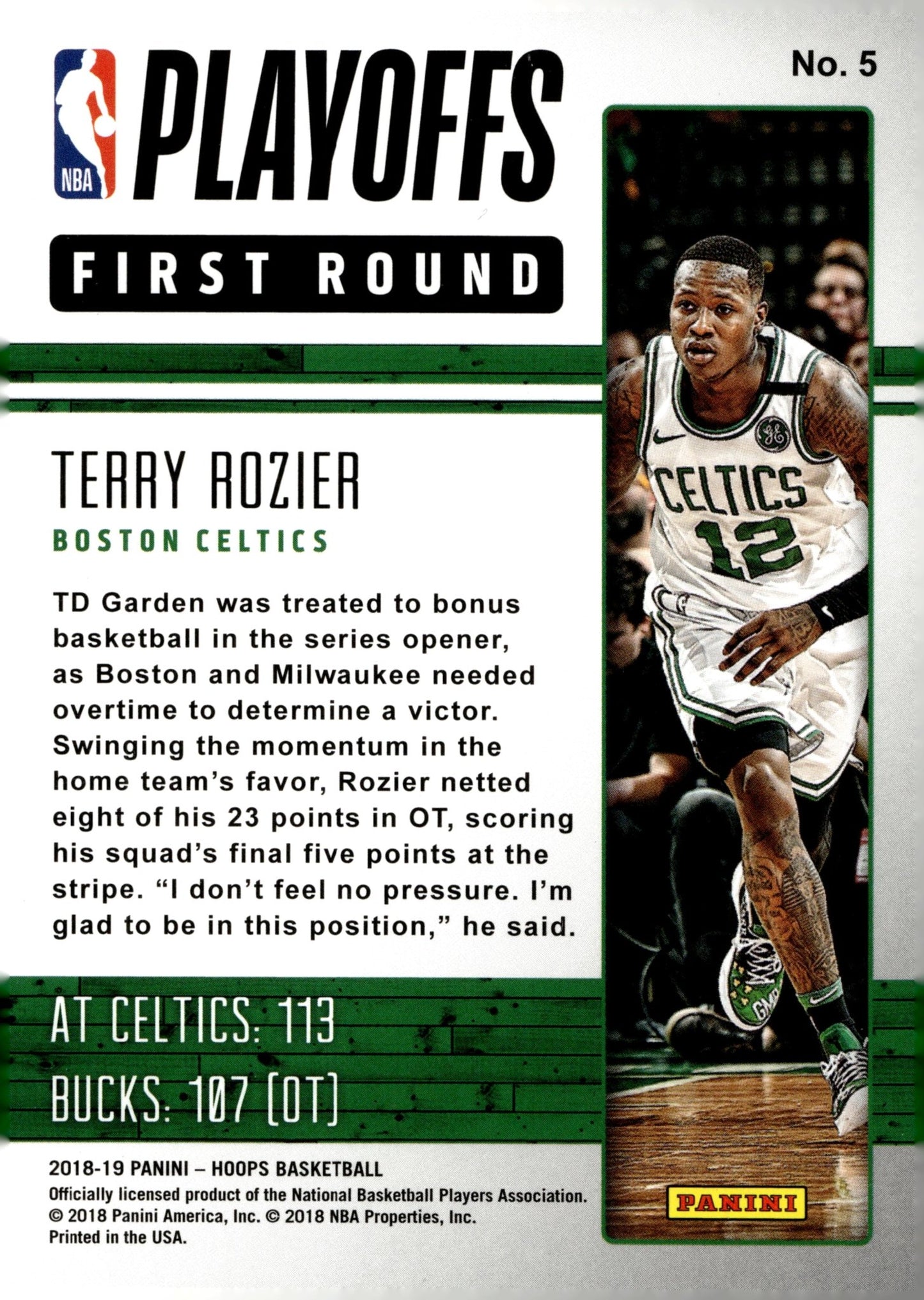 Terry Rozier 2018 - 19 Panini Hoops Road to the Finals 0677/2018 #5 - Collector Store LLC