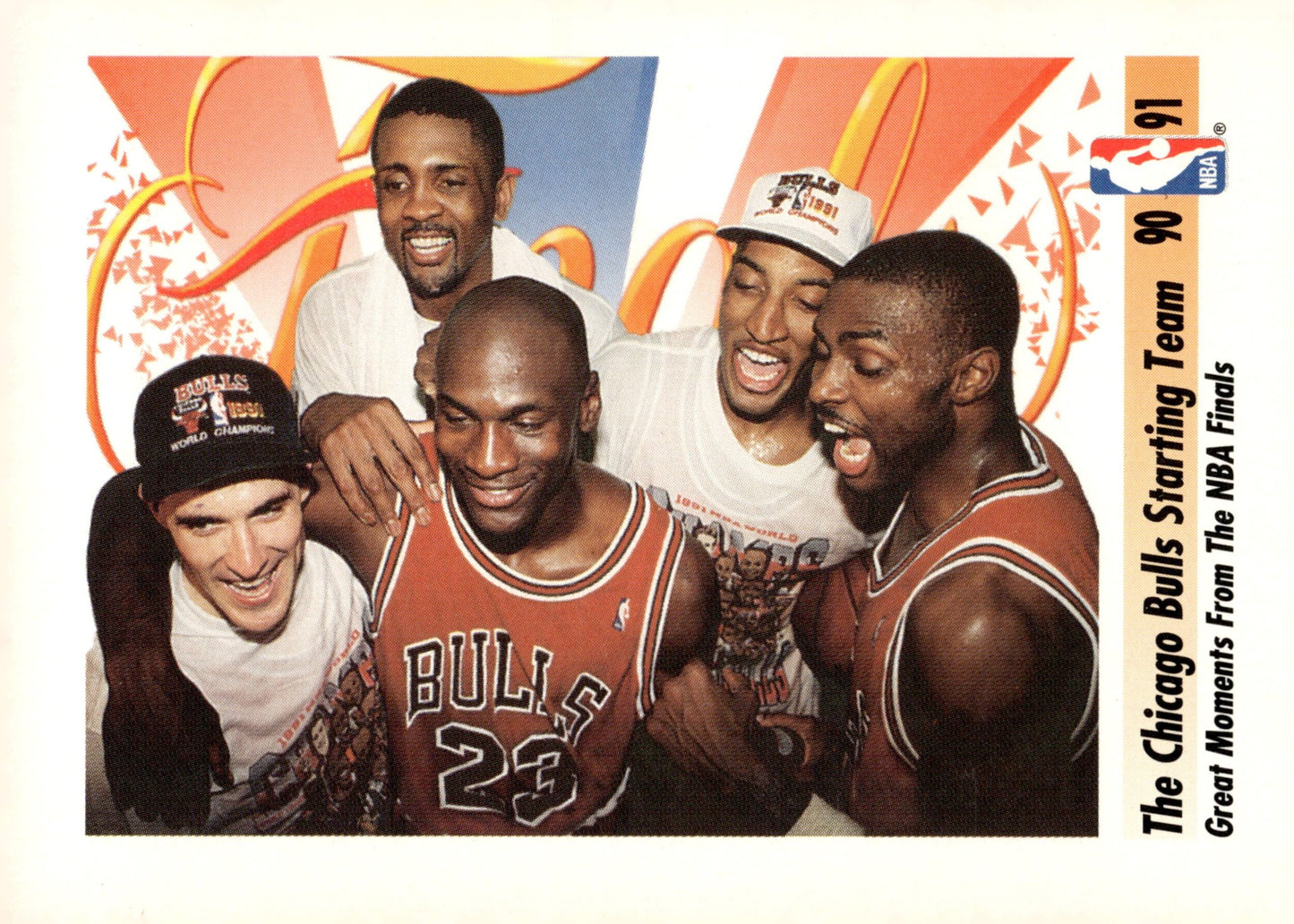 The Chicago Bulls Starting Team 1990 - 91 Skybox #337 - Collector Store LLC