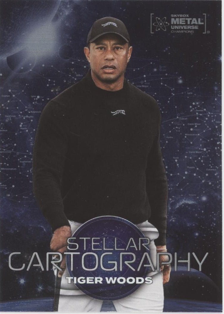 Tiger Woods 2024 Skybox Metal Universe Champions Stellar Cartography 102 - Collector Store LLC