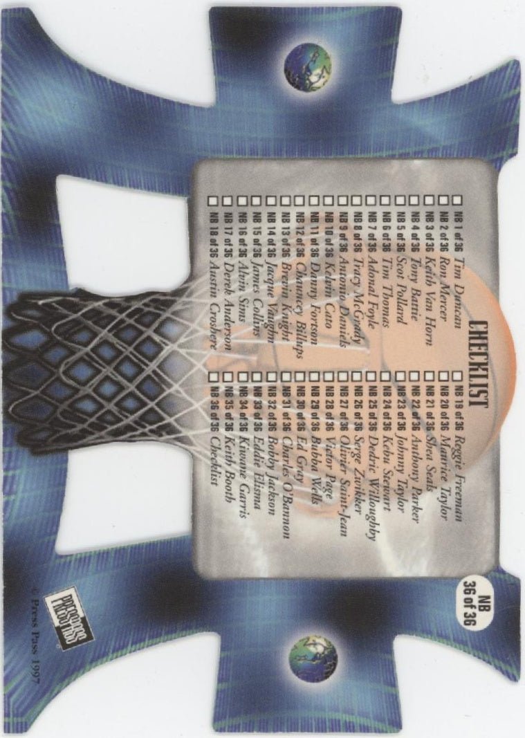 Tim Duncan 1997 - 98 Press Pass Netburners Die - Cut RC #36 - Collector Store LLC